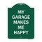 Signmission Designer Series My Garage Makes Me Happy, Green & White Aluminum Sign, 18" x 24", GW-1824-23866 A-DES-GW-1824-23866 - alternate 1